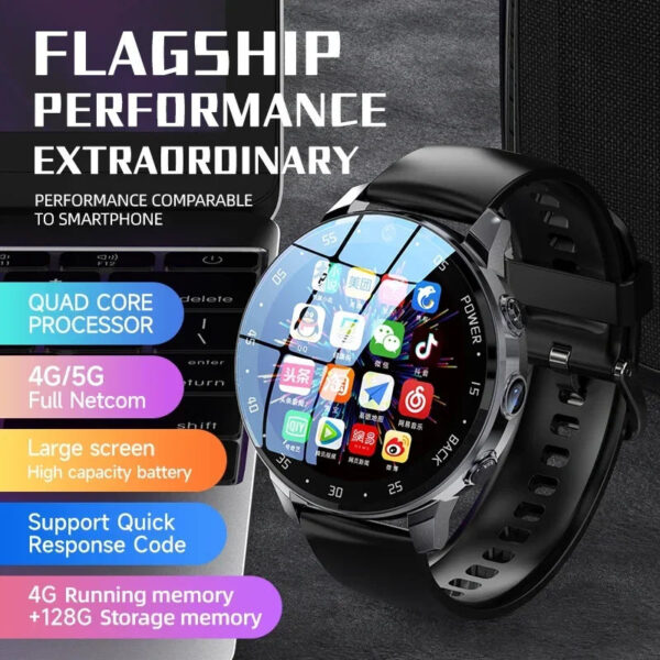 4G NET NEW H18 Global Android Smartwatch Men Dual HD Camera Full Touch Screen HeartRate IP67 Waterproof Smart Watch 64G SIM call - Image 2